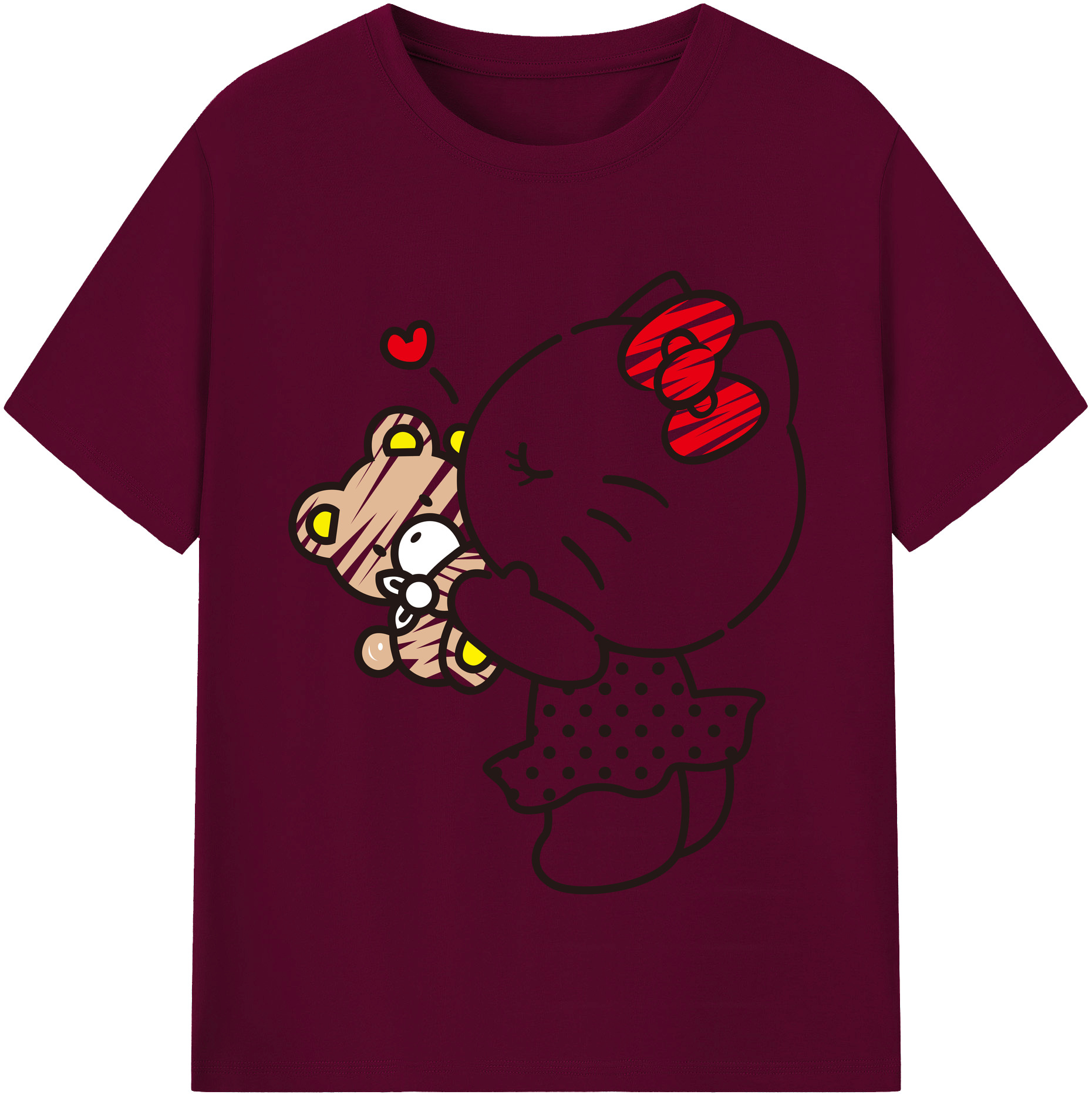 （画像用） Hello Kitty ハローキティ レディースカジュアルプリントTシャツ（綿100％）